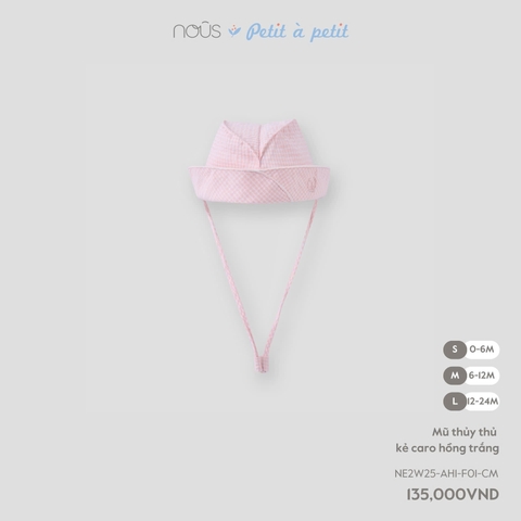 NOUS - Mũ thủy thủ kẻ caro hồng trắng - L - SS25.T8A
