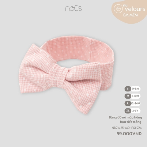 NOUS - Băng đô nơ màu hồng họa tiết trắng - - S - SS25.T10A