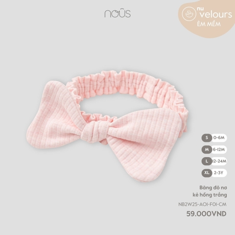 NOUS - Băng đô nơ kẻ hồng trắng - M - SS25.T10A