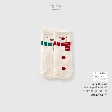 NOUS S10 - Set 2 tất noel màu be phối xanh đỏ - S - SS25.XMAS
