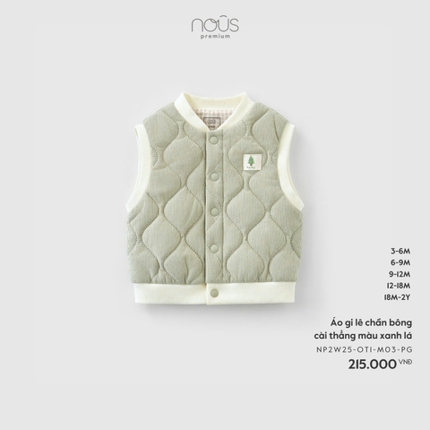 NOUS - Áo gile chần bông cài thẳng màu xanh lá - 3-6M - SS25.T11A
