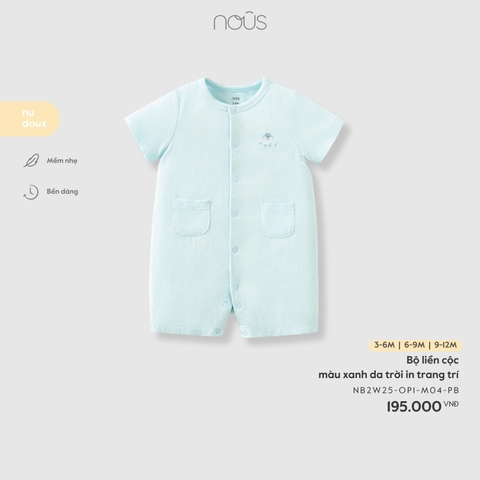 NOUS - Body cộc màu xanh da trời in trang trí - SS25.T11A - da trời in trang trí - 9-12M
