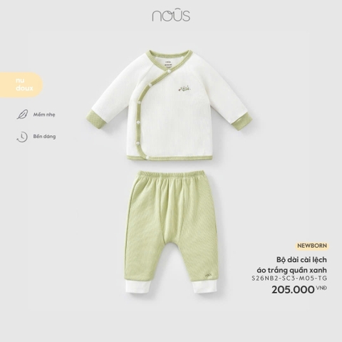 NOUS - Bộ dài cài lệch áo trắng quần xanh - Newborn - SS26.T1A