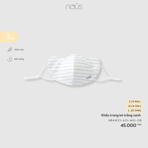 NOUS - Khẩu trang kẻ trắng xanh - M - SS26.T1A
