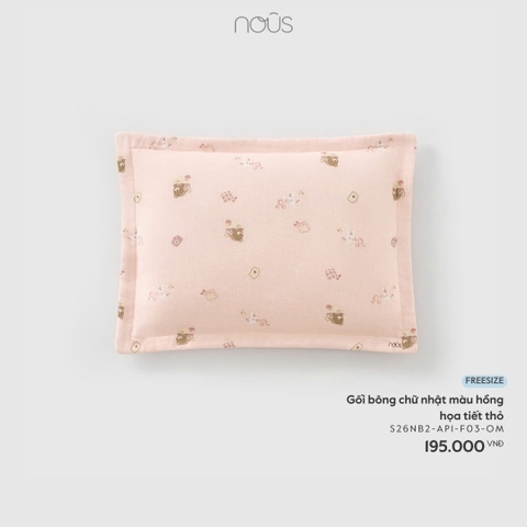 NOUS - Gối bông chữ nhật màu hồng họa tiết thỏ - FS - SS26.T1A