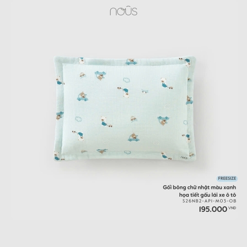 NOUS - Gối bông chữ nhật màu xanh họa tiết gấu lái xe ô tô - FS - SS26.T1A