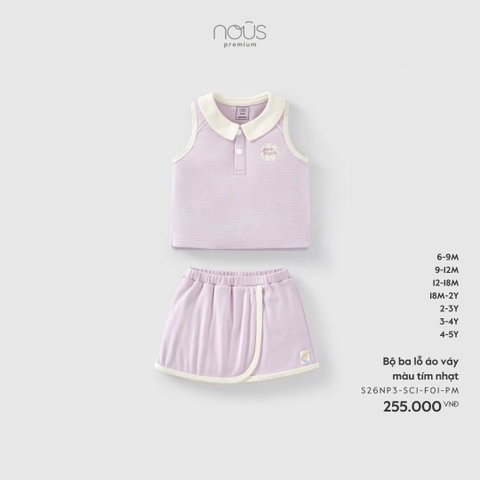 NOUS - Bộ ba lỗ áo váy màu tím nhạt - 6-9M - SS26.T3B