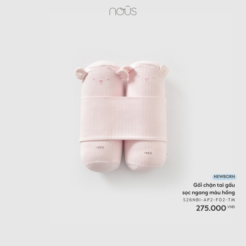 NOUS - Gối chặn tai gấu sọc ngang màu hồng - Newborn - SS26.T3A
