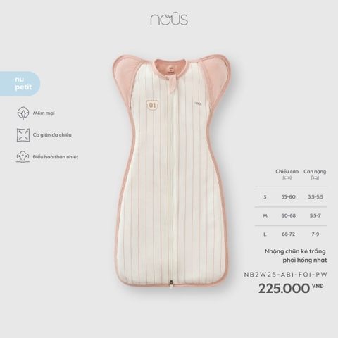 NOUS - Nhộng chũn kẻ trắng phối hồng nhạt - S - SS26.T4A