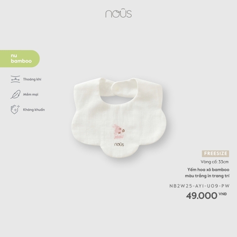 NOUS - Yếm hoa xô bamboo màu trắng in trang trí - FS - SS26.T4A