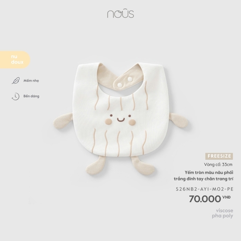 NOUS - Yếm tròn màu nâu phối trắng đính tay chân trang trí - FS - SS26.T4A