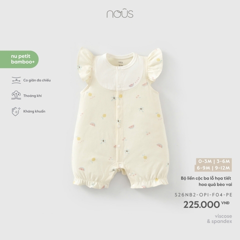 NOUS - Bộ liền cộc ba lỗ họa tiết hoa quả bèo vai - 3-6M - SS26.T4A