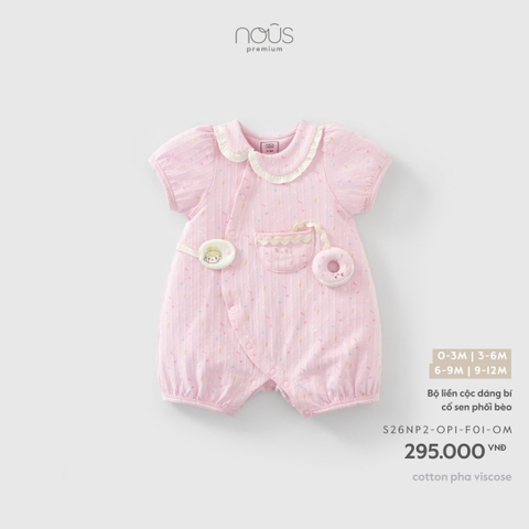 NOUS - Bộ liền cộc dáng bí cổ sen phối bèo - 0-3M - SS26.T4A