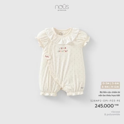 NOUS - Bộ liền cộc chấm bi nền be thêu họa tiết - 0-3M - SS26.T4A