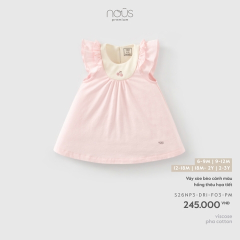 NOUS - Váy xòe bèo cánh màu hồng thêu họa tiết - 9-12M - SS26.T4A