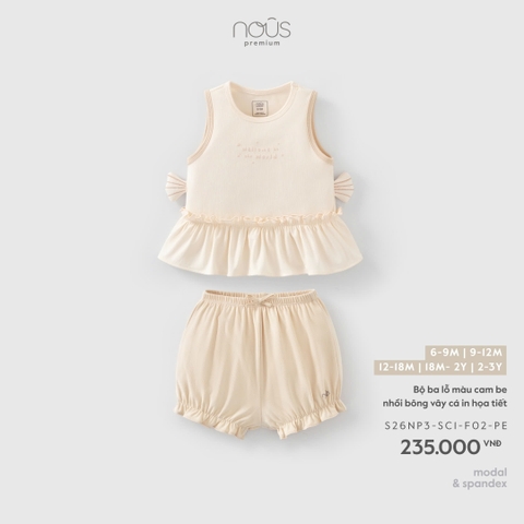 NOUS - Bộ ba lỗ màu cam be nhồi bông vây cá in họa tiết - 12-18M - SS26.T4A