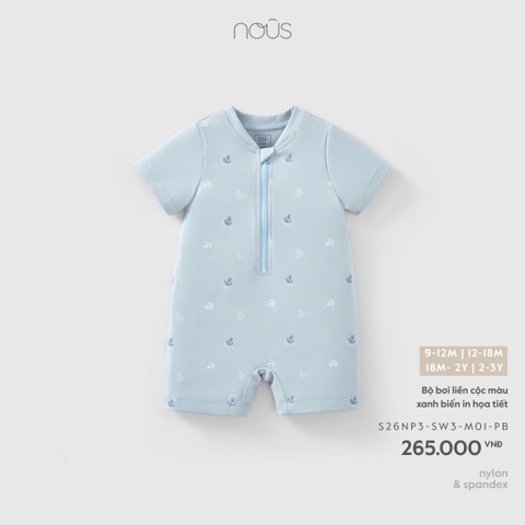 NOUS - Bộ bơi liền cộc màu xanh biển in họa tiết - 18-24M - SS26.T4A