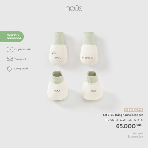 NOUS - Set BTBC trắng họa tiết con ếch - Newborn - SS26.T6A
