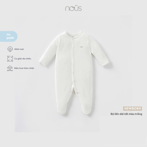 (Newborn) NOUS - Bộ liền dài tất màu trắng NB -
