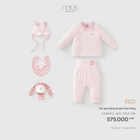 NOUS - Set quà tặng bé gái màu hồng - 0-3M - SS26.T7A