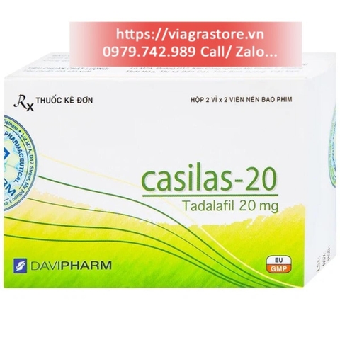 Casilas 20mg Davipharm - Điều trị rối loạn cương dương (Hộp 2 vỉ x 2 viên)