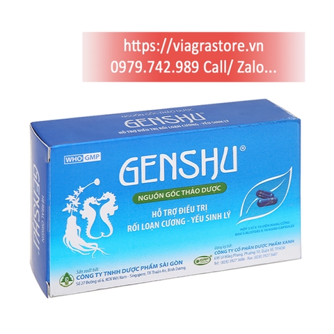 Genshu Hỗ Trợ Điều Trị Rối Loạn Cương, Xuất Tinh Sớm (Hộp 3 vỉ x 10 viên)