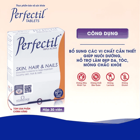 Perfectil Vitabiotics - Viên Uống Bổ Sung Vi Chất Làm Đẹp Da Móng Tóc (Hộp 60 viên)