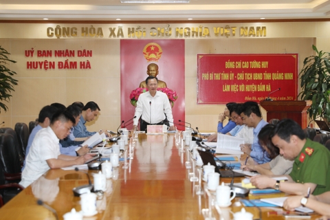 Đồng chí Chủ tịch UBND tỉnh kiểm tra nuôi biển tại Đầm Hà