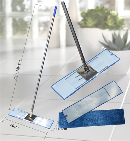 Cây lau nhà bẹ inox 60cm Homeinno HI-025 san hô bẻ cán thẳng 150cm