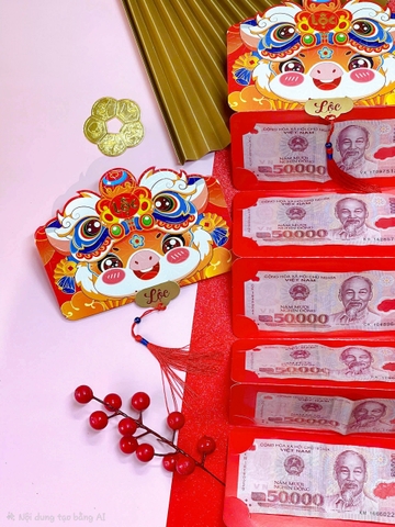 Bao lì xì - 2 NGĂN Dây (kèm tag + dây tua rua)
