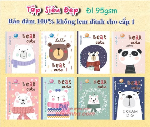 Tập HS Thuận Tiến Bear Cute 96 trang 95gsm 4 ôly học sinh A5 Tibook (10/120)