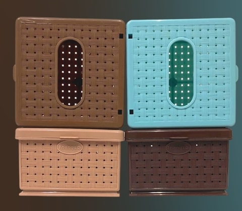 Hộp đựng khăn giấy vuông đan mây nhỏ 11x11x7cm Thắng Lợi TL049