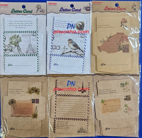 Letter Card, bưu thiếp viết thư Kraft nâu/ trắng Teenage (10 tờ/ xấp)