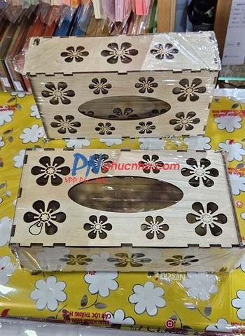 Hộp đựng khăn giấy gỗ chữ nhật