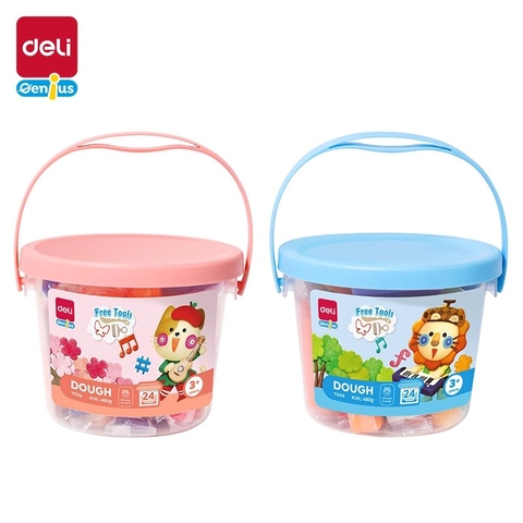 Đất sáp nặn Deli Y006 264g 24 màu (5 khuôn, 1 dao, 1 kéo)