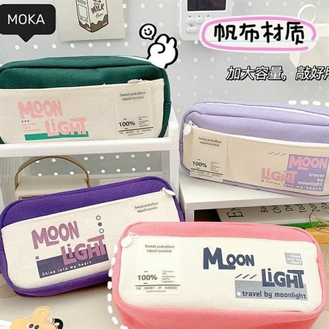 Bóp viết vải Moka Moonlight 1 ngăn, 1 dây kéo