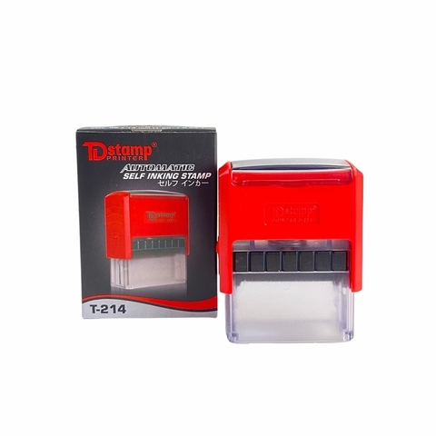 Dấu TD Stamp T-214/ T-2 KT 38x14mm - Mực đỏ/ xanh