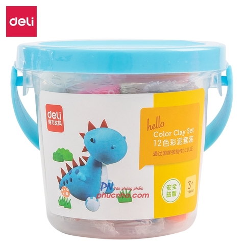 Đất sáp nặn Deli 7022/Y005 12 màu + 3 khuôn