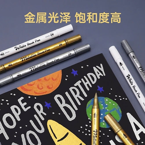 Bút lông màu acrylic nhũ Metalic Baoke MP2960 2 đầu 1-5mm (12)