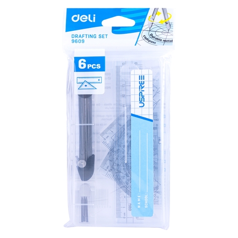 Bộ dụng cụ HS 6 món Hộp nhựa Deli 9609