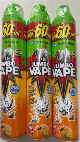 Bình xịt côn trùng Jumbo vape F10 cam chanh 600ml (350g) (24 chai / thùng)