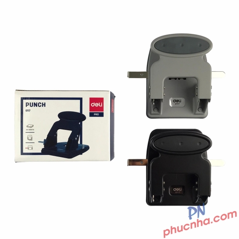 Bấm lỗ Deli 0117 lớn 35 tờ, 2 lỗ, thước sắt (20)
