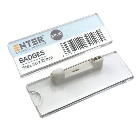 Bảng tên mica uốn Enter BT040 / BT041 gắn kim cài K004A