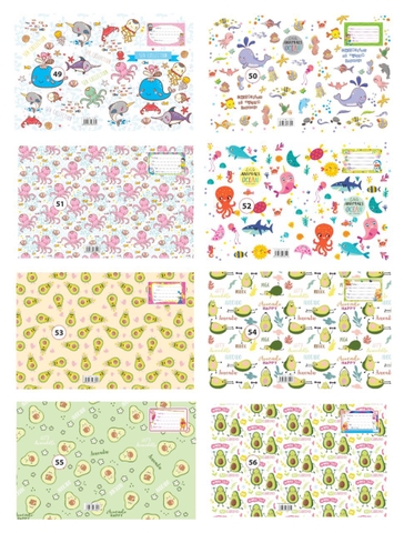 Bìa bao tập học sinh A5 bìa kiếng có lồng giấy in hình cute LV (10 tờ/ mẫu/ xấp) - Giấy bao tập, kính bao tập