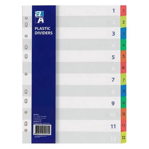 Bìa phân trang nhựa 12 số A4 Double A DV00224