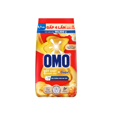 Bột giặt OMO Tinh dầu thơm nồng nàn 5.1kg (3 túi/ thùng)