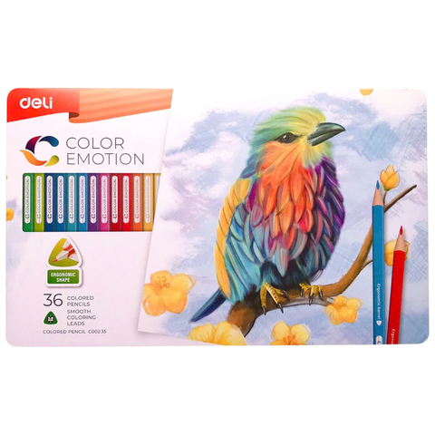 Bút chì màu Deli C00235 36 màu hộp thiếc