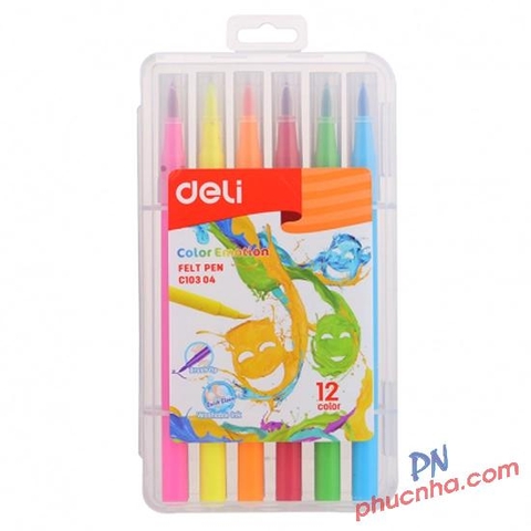 Bút lông màu Deli C10304 đầu cọ 12 màu