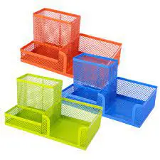 Cắm bút sắt lưới 3 ô lớn Deli 9154