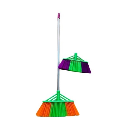 Chổi nhựa 3 màu cán inox